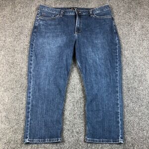 Lee Jeans Women Regular Fit Mid Rise Blue Denim Cropped Capris Size 18 Medium